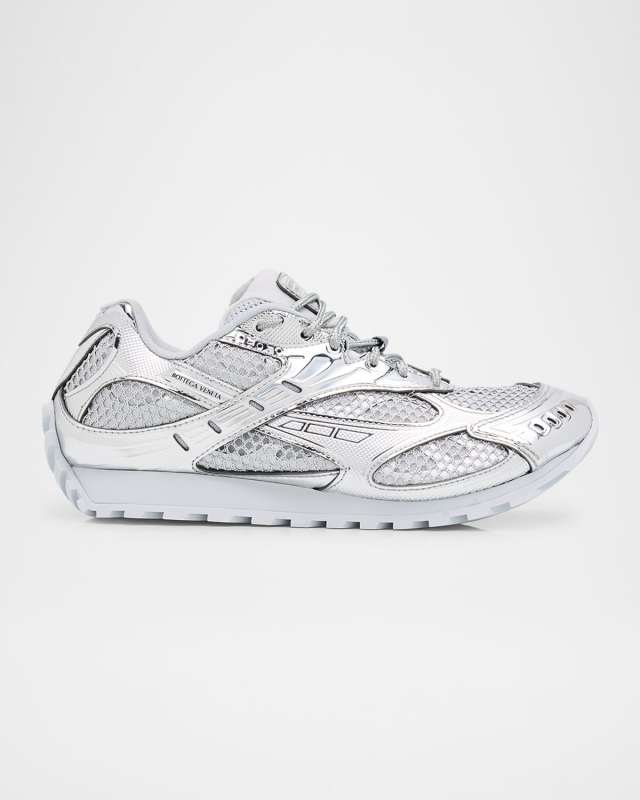 Orbit Metallic Technical Fishnet Low-Top Sneakers
